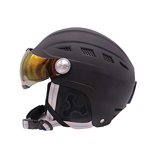 2-en-1 visière Ski Casque de Snowboard détachable Masque de Neige Anti-buée Anti-UV Anti-UV intégré Bouclier de Faible Poids Adultes Hommes Femmes,S