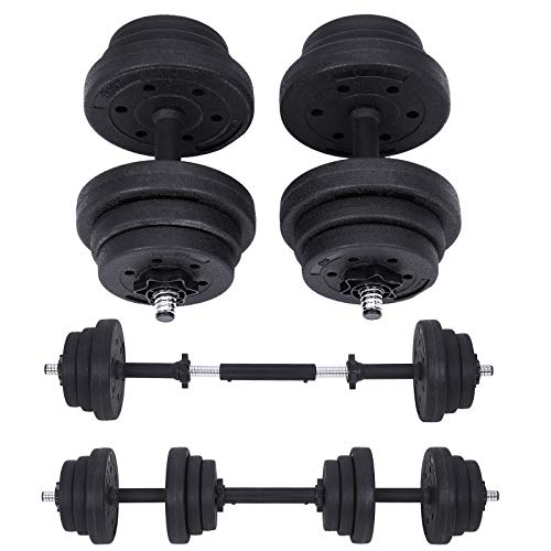 SONGMICS Kit haltères Musculation, Poids Ajustable, avec Barre d'Extension Supplémentaire, 10 kg, 20 kg, pour Hommes et Femmes, Musculation, Prise de Masse à la Maison, 1 Paire SYL20HBK