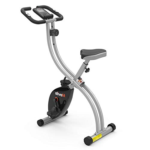 ATIVAFIT Vélo d'exercice Pliable 8 Niveaux de résistance F-Vélo avec capteur de fréquence Cardiaque + Support de téléphone