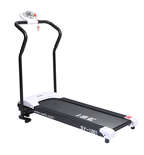 ISE Tapis de Course Pliable Petit Tapis de Marche,Electrique Motorisé 10kmh avec 4 Programmes et écran LED,sans Inclinaison avec Roues de Transport,Idéal pour Maison/Bureau,Max 120 kg Sécurité testée