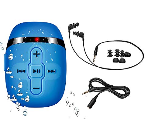 【2019 Nouvelle Version】 HiFi Son Lecteur MP3 étanche la Natation et la Course, sous-Marins avec Cordon Court, Fonction Shuffle (Blue)