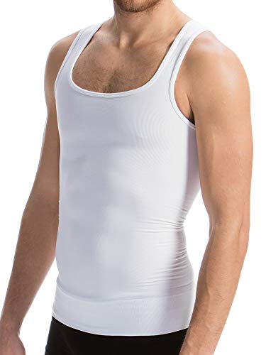 Farmacell Man 418 (Blanc, M) Débardeur Gainant Sculptant Homme en Coton Effet Compression Totale