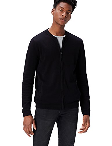 Marque Amazon - find. Gilet Bomber en Tricot Homme, Noir (Schwarz), X-Large