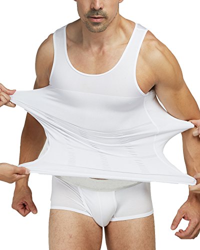 NOVECASA Débardeur de Compression Homme Chemise sans Manches pour Séchage Rapide pour Gym Yoga Course Cyclisme Entraînement Fitness (XL Buste 140-160CM, Blanc)