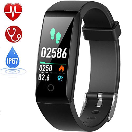 HETP Montre Connectée Cardiofréquencemètre Bracelet Connecté Podomètre GPS Fitness Tracker d’Activité Tension Artérielle Smartwatch Sport Femme Homme Étanche IP67 Montre Cardio pour Android iOS