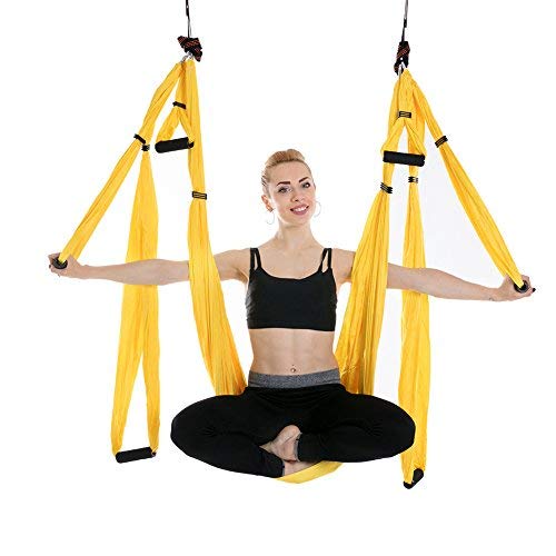 Newdoar Aérienne Yoga balançoire Parachute d'antenne Yoga Hamac Flying Antigravity Inversion de Yoga Fitness, Jaune
