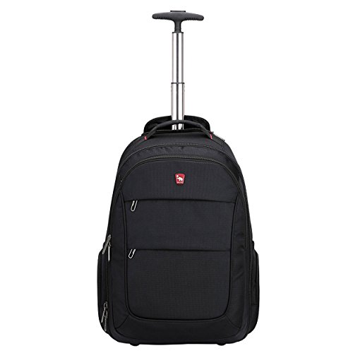 OIWAS Sac à Dos à roulettes Trolley pour Ordinateur Portable 15.6' Bagages Cabine à roulettes Cartable à roulettes pour L'école Camping Randonnée Voyages et Voyage d'affaires Noir 29L