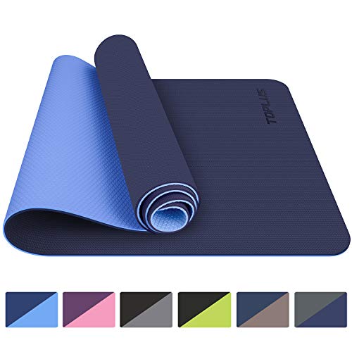 TOPLUS Tapis de Yoga, Tapis Gym - en TPE matériaux Recyclable, Ultra antidérapant et Durable, 183x61x0.6 cm, Non Toxique, Tapis de Sol pour Sport, Fitness (Bleu)