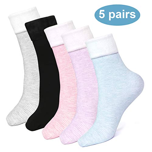 EXTSUD Chaussettes Chauds 5 paires de Chaussettes d'hiver en Coton Épais Thermique Antidérapantes pour Femmes