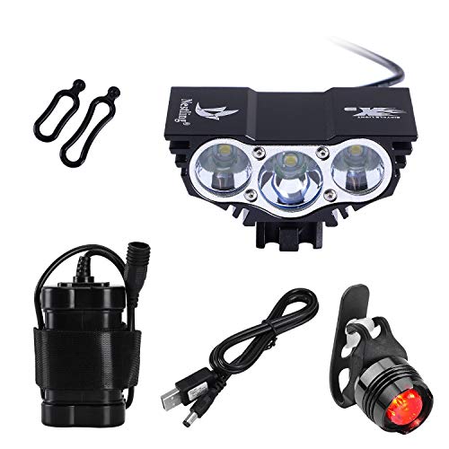 QITAO CREE U2 XML LED Lumière de vélo de vélo Torche Cycle De Face Rechargeable Imperméable Lampe de pocheLumière de vélo de Montagne 4x18650 Feu arrière