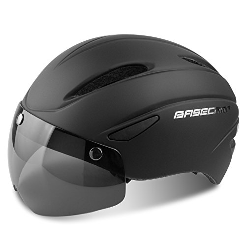 Kinglead casques de vélo, certifié CE, réglable, avec visière lunette magnétique amovible, Noir