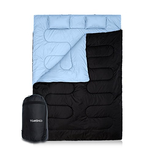 TOMSHOO Sac de Couchage 2 Places 86 ' * 60 ' Duvet Double Détachable avec 2 Oreillers -10℃ ~ 0℃ ~ 10℃ Adulte