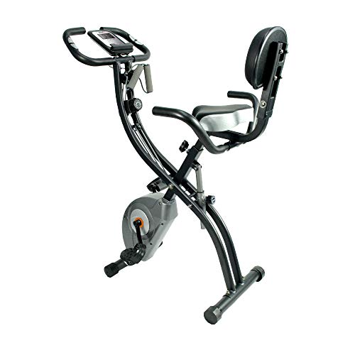 ATIVAFIT Vélo d'appartement Pliable Vélo d'entraînement avec écran ACL à capteur de pouls Manuel, siège Confortable et poignées