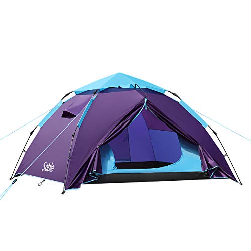 Sable Tente Camping 3 à 4 Personnes, Tente Dôme Pop-up Imperméable pour Les Randonnée en Plein Air et sur la Plage, avec Installation Facile, Bleu 210 x 190 x 120 cm