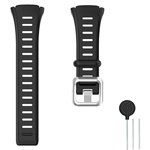 Cyeeson Polar FT60 GPS Smart Montre Bracelet de Rechange Souple Bracelet en Silicone Sangle Montre Intelligente Bracelet Band, Noir, Men