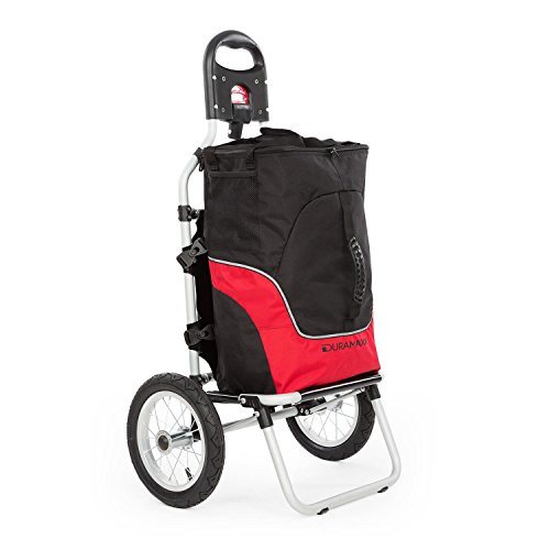 Duramaxx Carry Grey • Remorque pour vélo • Chariot Charge Max. 20kg • Sac de Transport Amovible • Tubes métalliques et Sac en Plastique • Transport Confortable • Noir & Rouge