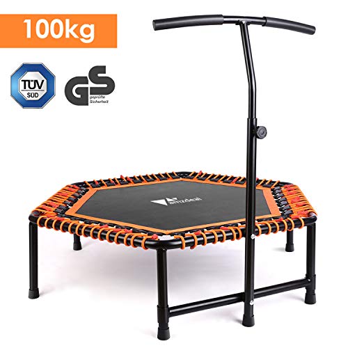 amzdeal Fitness Trampoline Indoor Jumping avec Poignée en Forme T Réglable en Hauteur pour Enfants et Adultes Trampoline de Fitness Intérieur/Extérieur