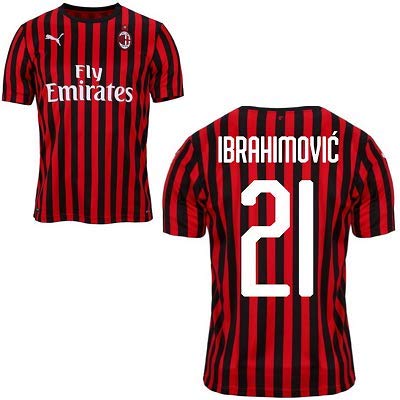 MAESTRI DEL CALCIO Maîtres du Football Maillot Gara Home A.C. Milan 2019/2020' Ibrahimovic 21' IBRA Officiel Original Rossonera Zlatan, L