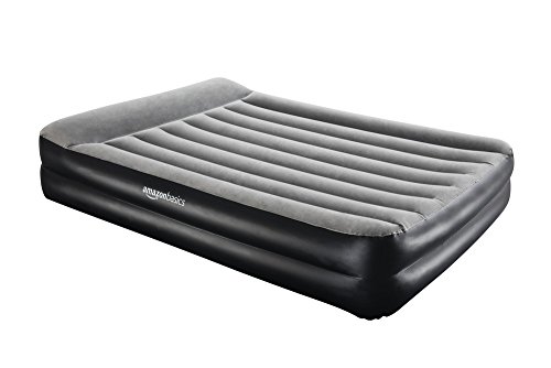 AmazonBasics Matelas gonflable à pompe électrique et coussin intégrés, 203 x 150 x 46 cm - Gris