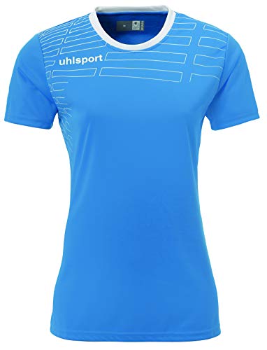 uhlsport Match Team Kit MC Femme Ensemble Maillot + Short de Foot, Cyan/Blanc, FR : M (Taille Fabricant : M)