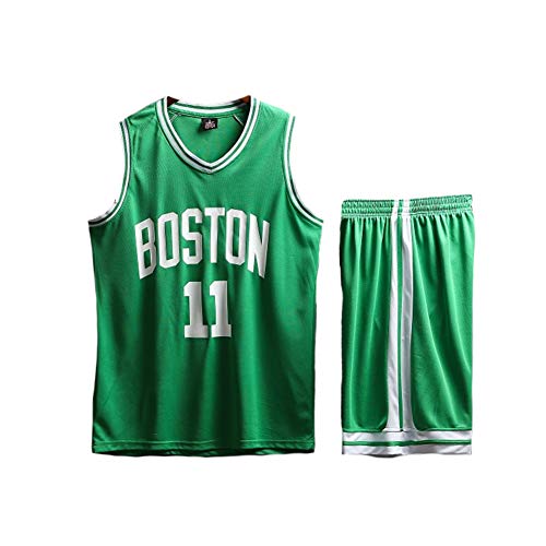 PAOFU-Ensemble de Maillot de Basket Adulte NBA Celtics Irving 11# Gilet et Short de Basket-Ball Respirants pour Hommes Femmes,Vert,L