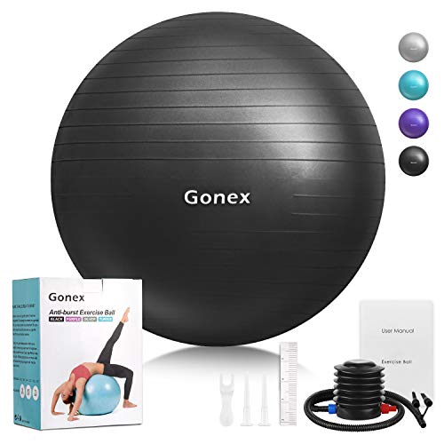 Gonex 55cm 65cm 75cm Ballon Fitness Pompe Incluse Ballon Grossesse Antidérapant Ballon Gym Exercice Swiss Ball pour Yoga Pilates,Capacité de 900kg avec Guide