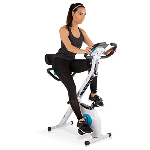 Klarfit Azura Plus Vélo d'exercice 3-en-1 • Fitness Bike • Cardio Training • Entraînement par Courroie • Pulsomètre • 8 Niveaux de résistance magnétique • Blanc