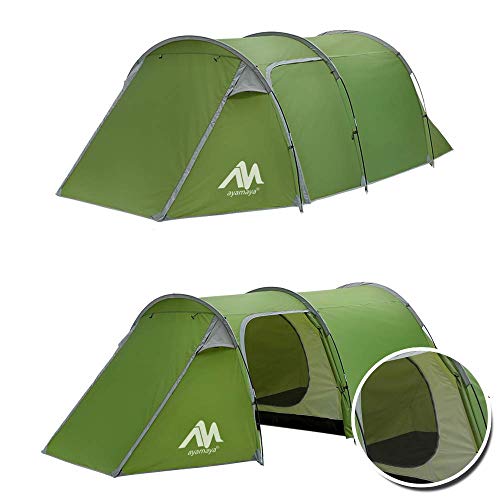 Tente Tunnel familiale pour Camping - 3 Personnes 2 pièces Ultra légère avec Gilet Avant, imperméable Double Couche Classique 4 Saisons, Installation Facile pour Les Sports de Plein air