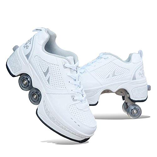 Décontractée des Chaussures Baskets Marche Sneaker + Patins Déformer Roue Patins pour Adulte Hommes Femmes Unisexe Couple Childred Fuyez Patins À Quatre Roues,39