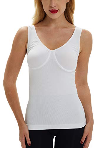 Franato Femme Maillot de Corps Tank Top Débardeur Gainant Sculptants Blanc S