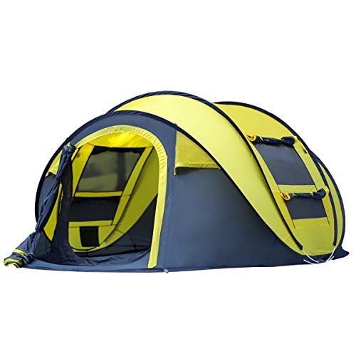 Qisan Pop Up Tente Tentes Instantanées pour Camping 4 Personnes Secondes Pop Up Ouverture Rapide Camping Randonnée Tente aavec Sac de Transport Facile à Installer