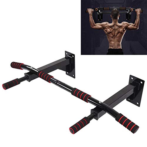 JueYan Barre de Tractions, Barre de Fitness Fixation Murale Plafond Exercices, Multi-Grip Pull Up Bar - Max 120KG - Matériel de Fixation Noir