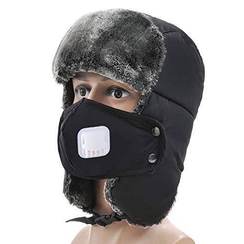 Unisexe Chapka Enfant Fille Garçon 5-15 Ans, Chapeau Trappeur en Fausse Fourrure Hiver Thermique Bonnet Russe Ski Snowboard avec Cache Oreille Chaud Masque Anti-buée Cagoule Chapka Aviateur Pilote