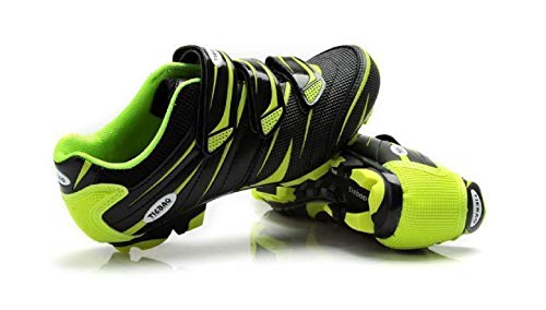 Tiebao Chaussures de Cyclisme VTT Vélo Respirantes Professionnelles Antidérapantes Hommes et Femmes Noir/Vert, 45 EU