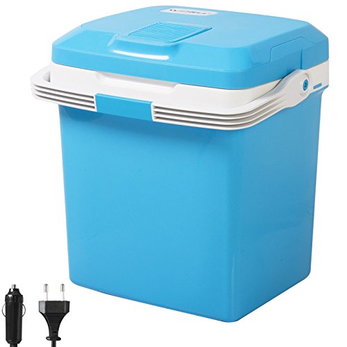 WOLTU KUE001bl Glacière électrique Mini Réfrigérateur 26L Isotherme Chaud/Froid, 12V et 230V pour Voiture et Camping [Classe énergétique A ++],Bleu