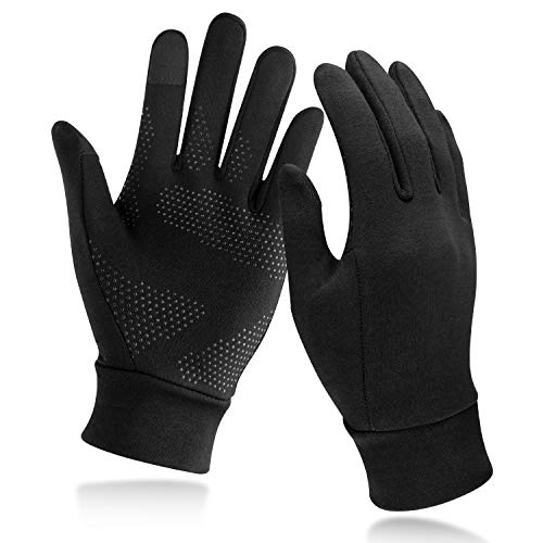 Unigear Gants Doublure Chauffants, sous Gants à Écran Tactile Gants de Cyclisme Confortable Coupe-Vent Respirant Antidérapant Idéal pour Ski Snowboard Course Moto Vélo Randonnée (Noir M)