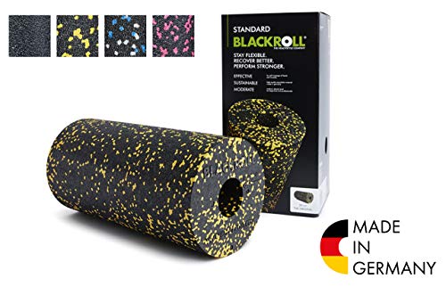 BLACKROLL  STANDARD (30 x 15 cm) | Rouleau de massage et d'automassage original pour l'exercice des fascias, crossfit & yoga | Foam roll noir/jaune en différentes tailles