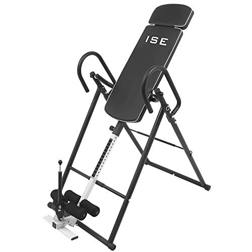 ISE Table d'Inversion Musculation Planche d'inversion Pliable/Gravity Trainer avec Le Système Perfect-Balance - Taille jusqu'à 185 cm,Inversion Max de 180° SY-ES1012