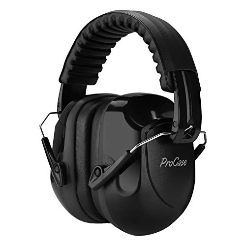 ProCase Casque Anti Bruit Pliable Réglable Confortable Adulte, avec Une Atténuation de 26dB, Serre-tête Souple pour Milieu Bruyant ou Stressant-Noir