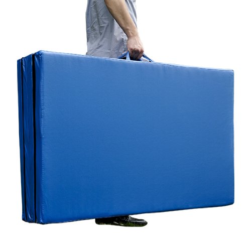 Homcom Tapis de Sol Gymnastique natte de Gym Matelas Fitness Pliable Portable 10 Pieds Bleu