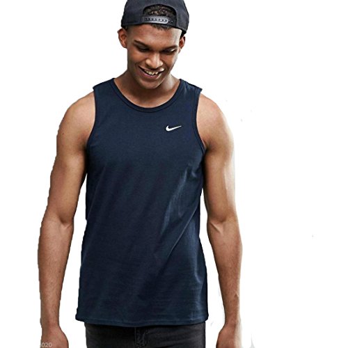 Nike Veste Hommes Coton Fitness Régulier Fit Muscle Chemise Shirt Navy, Dimension:L