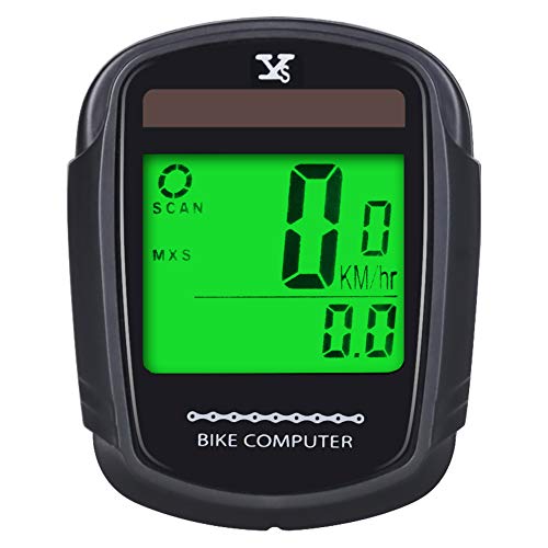 DINOKA Ordinateur de Vélo, Multifonction Énergie Solaire Compteur de Vitesse Compteur Kilometrique de Vélo sans Fil avec Rétroéclairage LCD d'affichage de l'écran