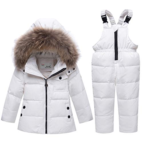 Odziezet Veste en Duvet pour Enfants Bébé Hiver épais 2 Pièces Doudoune à Capuche en Duvet de Canard Chaud d'hiver Fille et Garçon Veste Blouson Manches Longues Ski 1-5 Ans