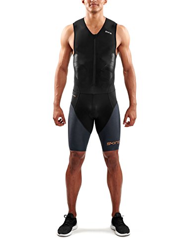 SKINS DNAmic Triathlon Homme Combinaison avec Zip Avant Noir/Carbon Suit, FR : M (Taille Fabricant : M)