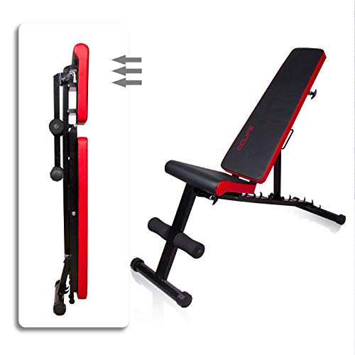 CCLIFE Banc reglable Musculation - Banc Musculation - Banc de Musculation Pliable - Banc muscu - Banc Abdo - Banc d`hatérophilie - Charge maximale 330kg, Couleur:Noir-021