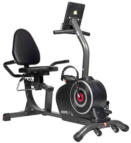 SportPlus - Vélo d'Appartement Ergomètre - Position assise ultra Confortable - Compatible avec l'Application Cardiofit - 24 niv. de Resistances - Poids Utilisateur max 110 kg - Masse d'inertie : 9kg