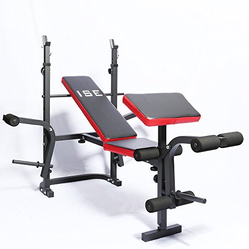 ISE Banc de Musculation Multifonction Réglable Pliable Inclinable Fitness pour Entrainement Complet SY-5430B