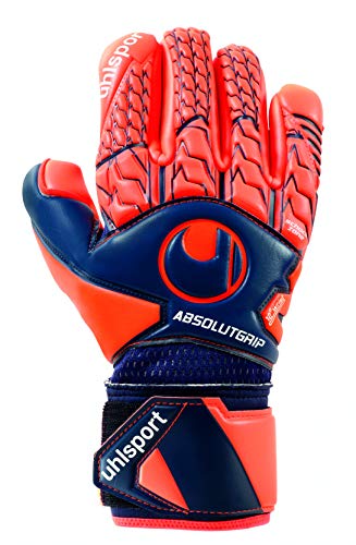 Uhlsport Next Level ABSOLUTGRIP Finger Surround GANTS DE GARDIEN DE BUT Adulte Unisexe, Bleu Marine/Rouge Fluo, 10