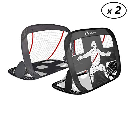 VOUNOT Cage DE Foot Portable - Lot DE 2 PCS | But de Football Pliable | Cage de Football Pop UP | Design 2 en 1 - But d'Entrainement - Cage de Foot Normale | avec Sac Rangement et Piquets