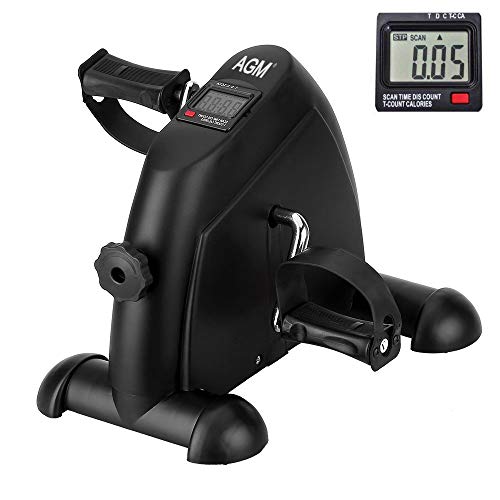 AGM Mini Vélo d'Appartement Pédalier Mouvement Trainer Mini vélo avec Moniteur LCD Résistance réglable Musculation pour Bras et Jambes pour Jeunes et Les Personnes âgées. (Noir)